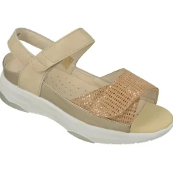 G Comfort Sandalias|Sandalia De Con Doble Tira De Velcro Ajustable En Piel Metal Especial Plantillas Con Piso Aligerado