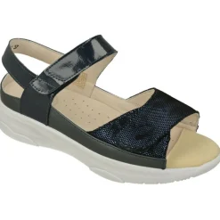 G Comfort Sandalias|Sandalia De Con Doble Tira De Velcro Ajustable En Piel Metal Especial Plantillas Con Piso Aligerado
