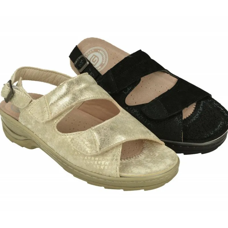 G Comfort Sandalias|Sandalia De De Doble Tira De Velcro Con Licra Elastica Adaptable, Planta De Descanso Extraible Y Piso De Caucho
