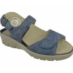 G Comfort Sandalias|Sandalia De En Piel Metalizada, Planta Anatomica Movible Y Doble Ajuste De Tiras De Velcro Con Piso Poliuretano