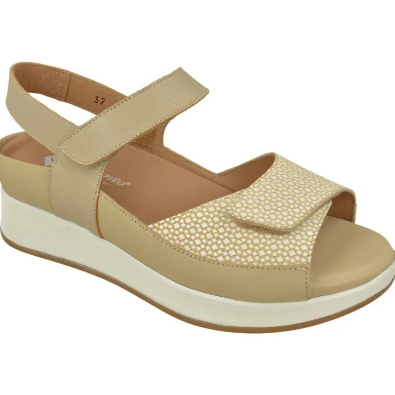 PieSanto Sandalias|Sandalia De Con Doble Ajuste De Velcro En Piel Combinada Con Topos Especial Para Plantillas Con Petaca Delantera Que Im