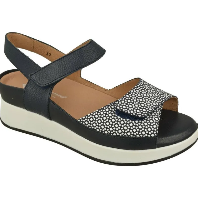 PieSanto Sandalias|Sandalia De Con Doble Ajuste De Velcro En Piel Combinada Con Topos Especial Para Plantillas Con Petaca Delantera Que Im