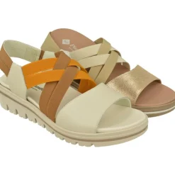 PieSanto Sandalias|Sandalia De Con Tiras Elaticas Combinadas Y Pala Lisa Con Cuna De Caucho Amortiguada Y Planta Natomica Movible
