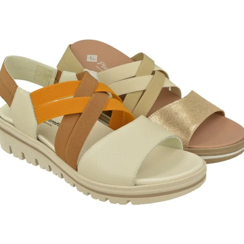 PieSanto Sandalias|Sandalia De Con Tiras Elaticas Combinadas Y Pala Lisa Con Cuna De Caucho Amortiguada Y Planta Natomica Movible