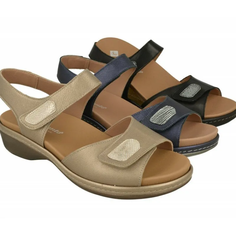 PieSanto Sandalias|Sandalia De Con Doble Tira De Velcro Y Piso De Poliuretano, Planta De Descanso Extraible Y Horma De Calce Muy Ancho