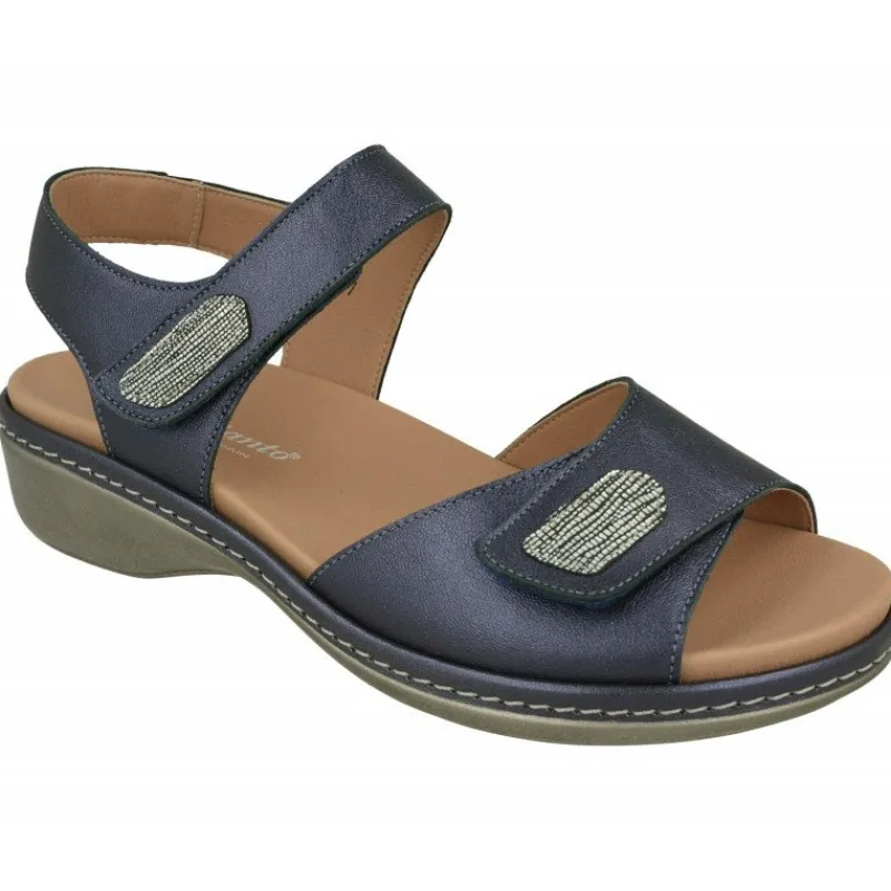 PieSanto Sandalias|Sandalia De Con Doble Tira De Velcro Y Piso De Poliuretano, Planta De Descanso Extraible Y Horma De Calce Muy Ancho