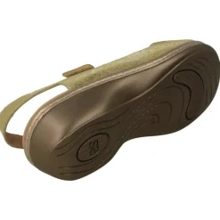 PieSanto Sandalias|Sandalia De Con Doble Tira De Velcro Ajustable En Piel Metalizada, Planta Anatomica Extraible Y Piso De Poliuretano
