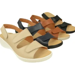 Comfort Class Sandalias|Sandalia De Triple Velcro De Con Piso Aligerado Combinada En Charol Y Grabado Con Planta De Descanso