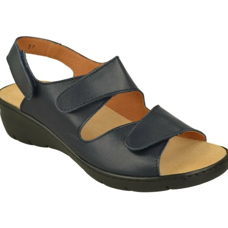 Comfort Class Sandalias|Sandalia De Triple Velcro De Con Piso Aligerado Combinada En Charol Y Grabado Con Planta De Descanso