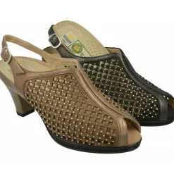 Drucker Calzapedic Sandalias|Sandalia De Vestir Drucker Con Pala Picada Combinada Con Tachas Metal Y Suela De Descanso Con Planta Movible