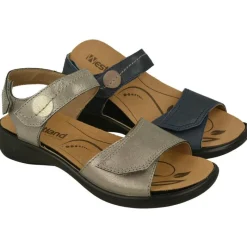 WESTLAND BY JOSEF SEIBEL antes ROMIKA Sandalias|Sandalia De Wesland Con Doble Tira Ajustable De Velcro En Piel Vacuna Con Planta De Descanso Extraible Y Piso De Poliuretano