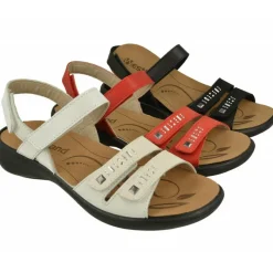 WESTLAND BY JOSEF SEIBEL antes ROMIKA Sandalias|Sandalia De Westland Antes Romika En Piel Estampada Con Triple Ajuste De Velcro, Planta De Descanso Extraible Y Piso De Caucho