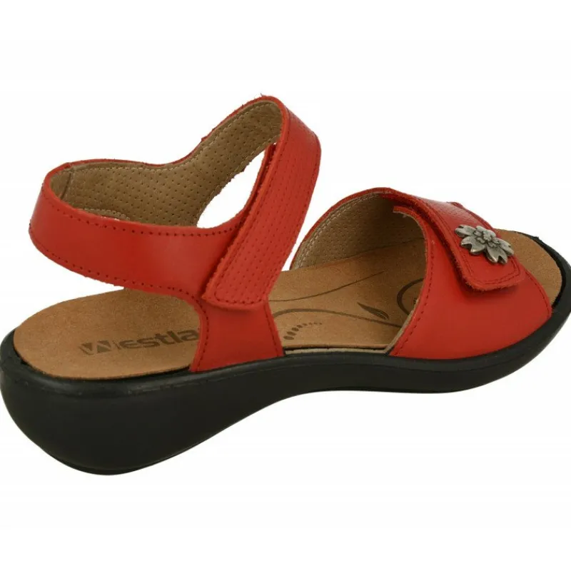 WESTLAND BY JOSEF SEIBEL antes ROMIKA Sandalias|Sandalia De Westland Antes Romika En Piel Vacuna Con Doble Tira De Velcro, Planta Anatomica Extraible Y Piso Comodo De Caucho