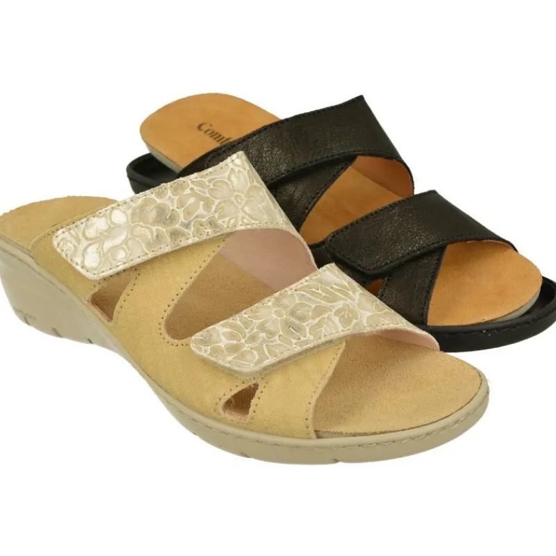 Comfort Class Sandalias|Sandalia Zueco De Combinado Piel Lisa Y Grabada Con Planta De Descanso Y Suela Aligerada