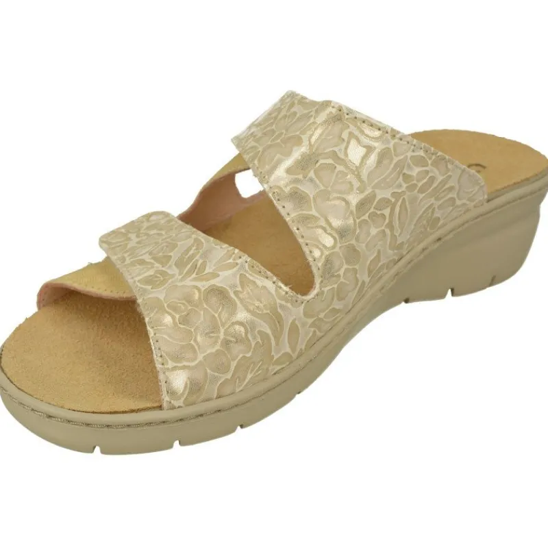 Comfort Class Sandalias|Sandalia Zueco De Combinado Piel Lisa Y Grabada Con Planta De Descanso Y Suela Aligerada