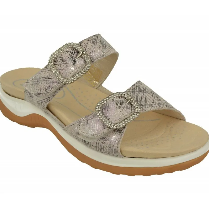 G Comfort Sandalias|Sandalia Zueco De De Doble Tira Ajustable En Piel Estampada, Planta Anatomica Extraible Y Piso De Caucho