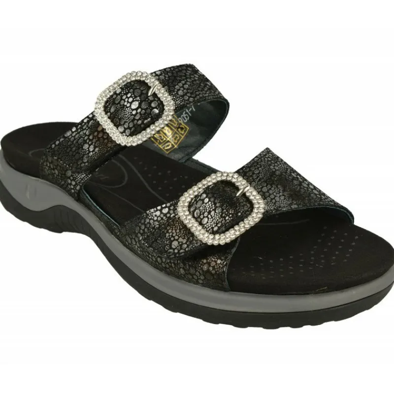 G Comfort Sandalias|Sandalia Zueco De De Doble Tira Ajustable En Piel Estampada, Planta Anatomica Extraible Y Piso De Caucho