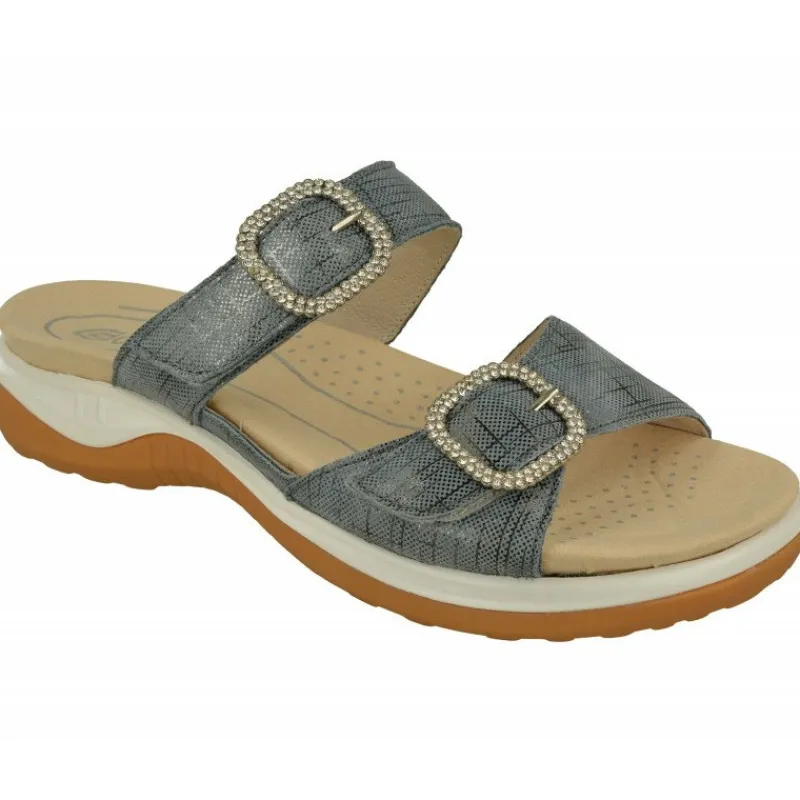 G Comfort Sandalias|Sandalia Zueco De De Doble Tira Ajustable En Piel Estampada, Planta Anatomica Extraible Y Piso De Caucho