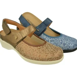 Calzamedi Zapatos Ancho Especial|Talon Abierto De Escotado Con Tira Velcro Y Pala De Licra Estampada. Calce Para Plantillas Y Piso De Amortiguacion