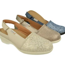 Calzamedi Zapatos Para Pies Diabeticos|Talon Abierto De De Piel Grabada Metalizada Con Planta De Descanso Extraible Y Piso De Amortiguacion
