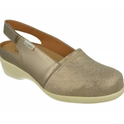 Calzamedi Zapatos Para Pies Diabeticos|Talon Abierto De De Piel Grabada Metalizada Con Planta De Descanso Extraible Y Piso De Amortiguacion