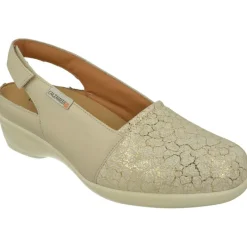 Calzamedi Zapatos Para Pies Diabeticos|Talon Abierto De De Piel Grabada Metalizada Con Planta De Descanso Extraible Y Piso De Amortiguacion