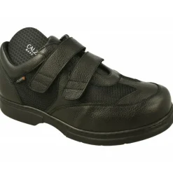 Calzamedi Velcros|Velcro De Con Doble Velcro Ajustable Combinado Piel Y Tejido Con Piso Y Planta De Descanso En Horma De Ancho Especial Negro