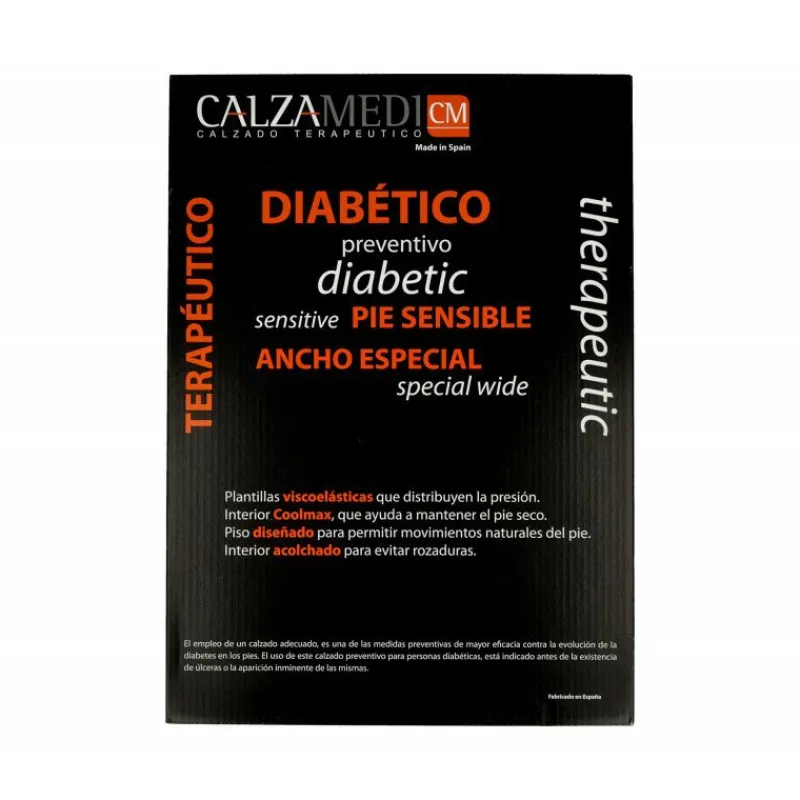 Calzamedi Velcros|Velcro De Especial Pie Diabetico, Ancho Especial 14 -15 Negro