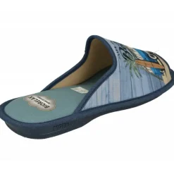 Cosdam Chinelas|Zapatilla Chinela De Biorelax Con Estampado Furgo En Lona De Algodon Y Planta De Descanso Biorelax Marino