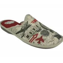 Cosdam Chinelas|Zapatilla Chinela De De Puntera Cerrada En Lona Estampada Con Planta Y Piso Biorelax Burdeos