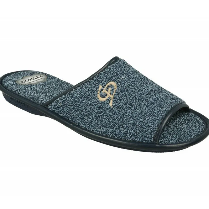 Cosdam Chinelas|Zapatilla Chinela De Con Puntera Abierta En Rizo Con Grabado En Pala Y Piso De Goma Amortiguador Biorelax Marino