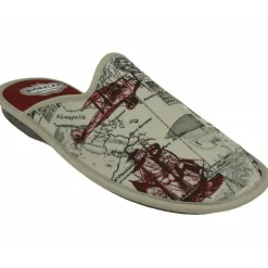 Cosdam Chinelas|Zapatilla Chinela De Biorelax Con Piso De Amortiguacion Y Tejido Estampado De Lona De Algodon Burdeos