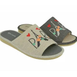 Garzon Zapatillas De Casa|Zapatilla Chinela De En Lona De Algodon Con Estampado Paris Y Ligera Suela Microporosa