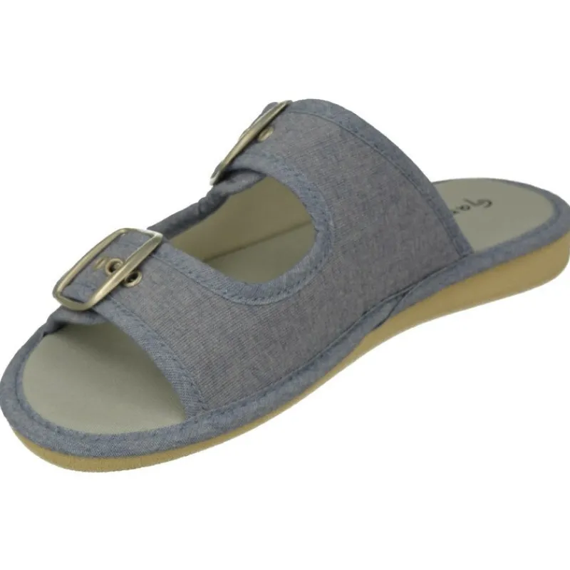 Garzon Chinelas|Zapatilla Chinela De De Lona De Algodon Con Ajuste Mediante Tiras Y Hebillas De Gran Apertura Y Piso Microporoso
