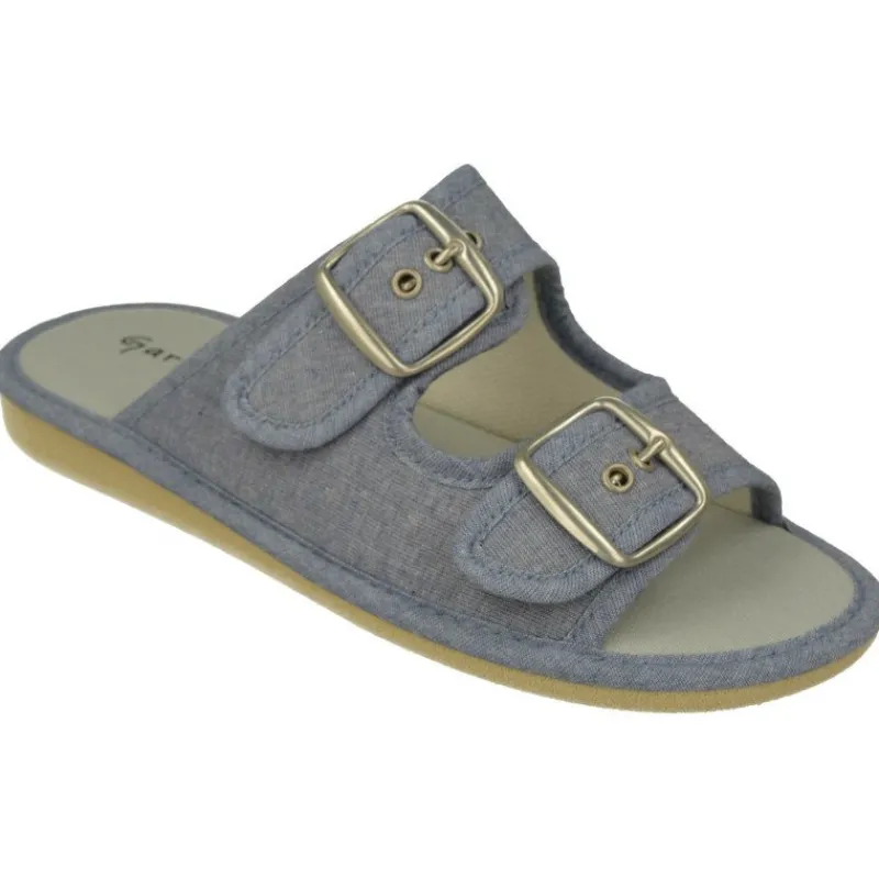 Garzon Chinelas|Zapatilla Chinela De De Lona De Algodon Con Ajuste Mediante Tiras Y Hebillas De Gran Apertura Y Piso Microporoso
