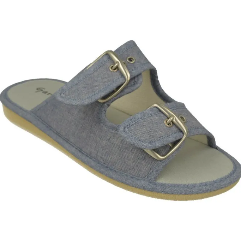 Garzon Chinelas|Zapatilla Chinela De De Lona De Algodon Con Ajuste Mediante Tiras Y Hebillas De Gran Apertura Y Piso Microporoso