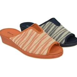 Garzon Chinelas|Zapatilla Chinela De En Lona De Algodon Estampado Rayas Con Elastico En Pala Y Piso De Cuna Esponja Confortable