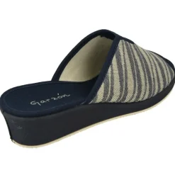 Garzon Chinelas|Zapatilla Chinela De En Lona De Algodon Estampado Rayas Con Elastico En Pala Y Piso De Cuna Esponja Confortable