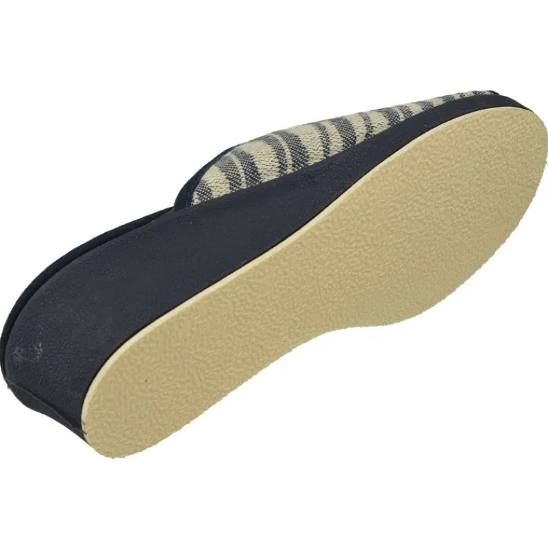 Garzon Chinelas|Zapatilla Chinela De En Lona De Algodon Estampado Rayas Con Elastico En Pala Y Piso De Cuna Esponja Confortable