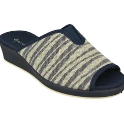 Garzon Chinelas|Zapatilla Chinela De En Lona De Algodon Estampado Rayas Con Elastico En Pala Y Piso De Cuna Esponja Confortable