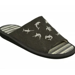Garzon Chinelas|Zapatilla Chinela De En Lona De Algodon Con Pala Estampada Animales Peces Mar Y Piso Microporoso. Gris