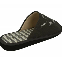 Garzon Chinelas|Zapatilla Chinela De En Lona De Algodon Con Pala Estampada Animales Peces Mar Y Piso Microporoso. Gris