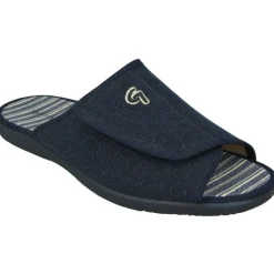 Garzon Zapatillas De Calle|Zapatilla Chinela De En Lona De Algodon Con Tira Ajustable De Velcro Y Piso De Caucho En Horma De Ancho Especial Marino