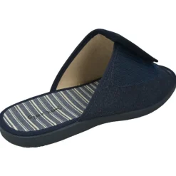 Garzon Zapatillas De Calle|Zapatilla Chinela De En Lona De Algodon Con Tira Ajustable De Velcro Y Piso De Caucho En Horma De Ancho Especial Marino