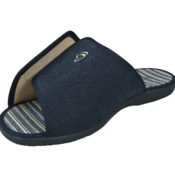 Garzon Zapatillas De Calle|Zapatilla Chinela De En Lona De Algodon Con Tira Ajustable De Velcro Y Piso De Caucho En Horma De Ancho Especial Marino