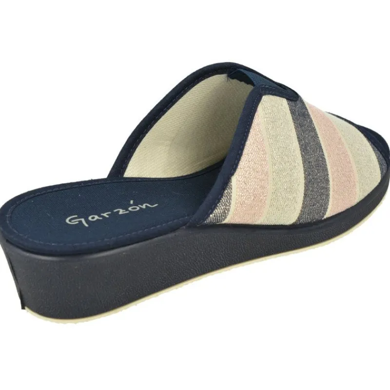 Garzon Chinelas|Zapatilla Chinela De De Lona De Algodon Estampado Rayas Con Piso De Cua Esponja
