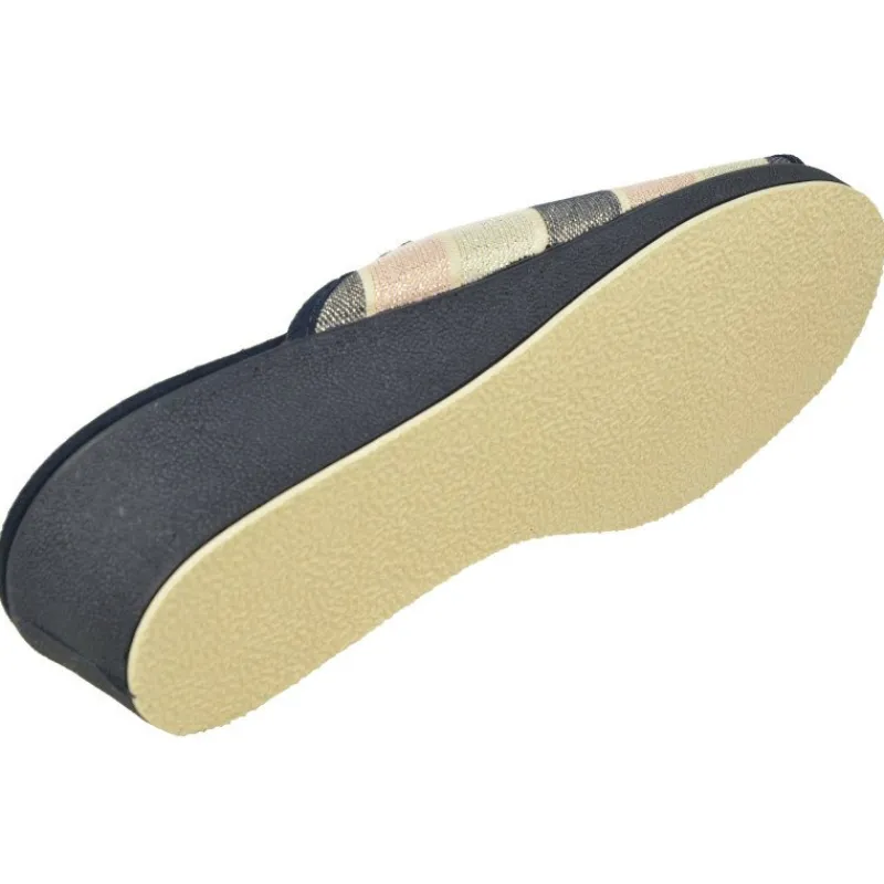 Garzon Chinelas|Zapatilla Chinela De De Lona De Algodon Estampado Rayas Con Piso De Cua Esponja