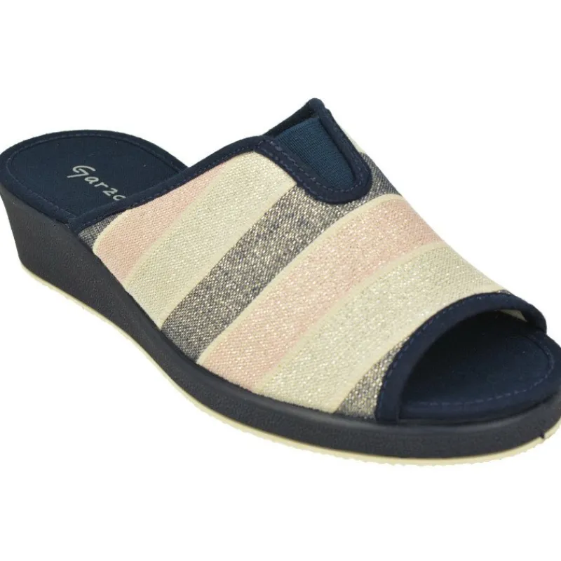 Garzon Chinelas|Zapatilla Chinela De De Lona De Algodon Estampado Rayas Con Piso De Cua Esponja