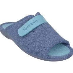 Garzon Chinelas|Zapatilla Chinela De En Toalla De Algodon Con Ajuste Por Tira De Velcro, Piso De Caucho Y Horma De Ancho Especial