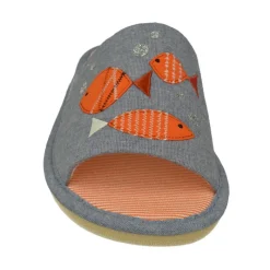 Garzon Zapatillas De Casa|Zapatilla Chinela De En Lona Estampada Peces Con Piso Microporoso Y Forro De Lona Transpirable Azulon
